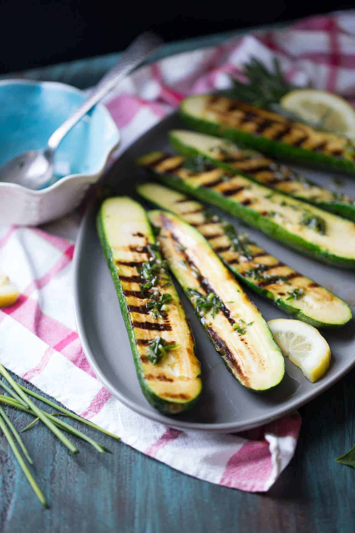 Herb Drizzled Grilled Zucchini {Lemons for Lulu}