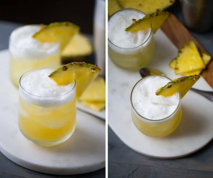 Bourbon is infused with hazelnut liqueur and sweet pineapple juice to make this Pineapple Bourbon Punch Cocktail. The combination of flavors is tropical and earthy all at once!