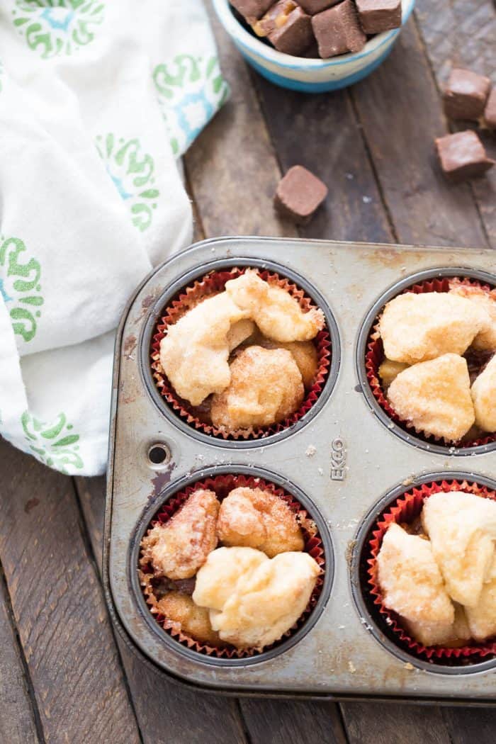 Mini monkey bread muffins are irresistible! The filling is fantastic!