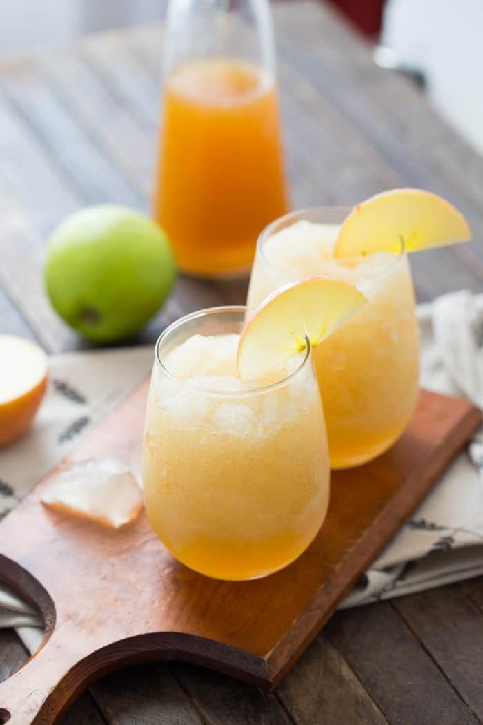 Wine slushies with a taste of fall! Apple cider and wine make one amazing cocktail!