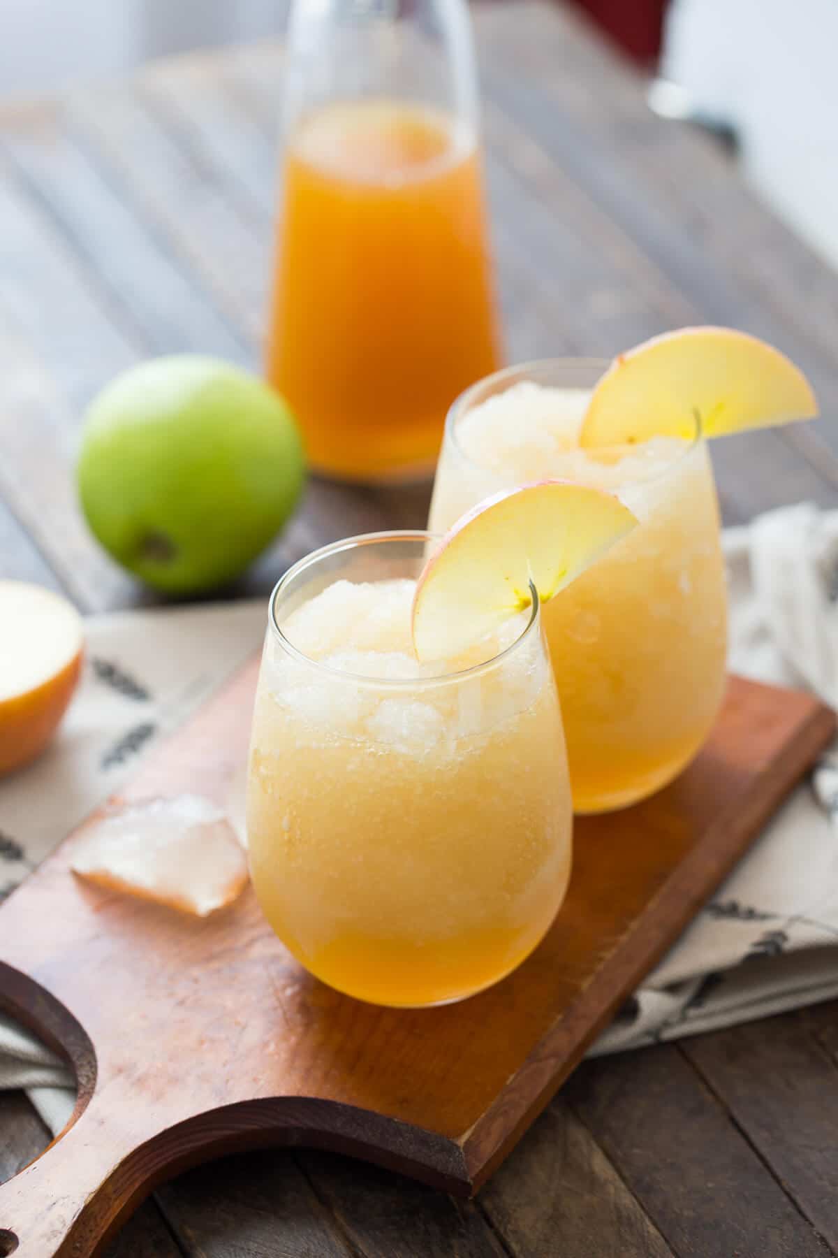 Wine slushies with a taste of fall! Apple cider and wine make one amazing cocktail!