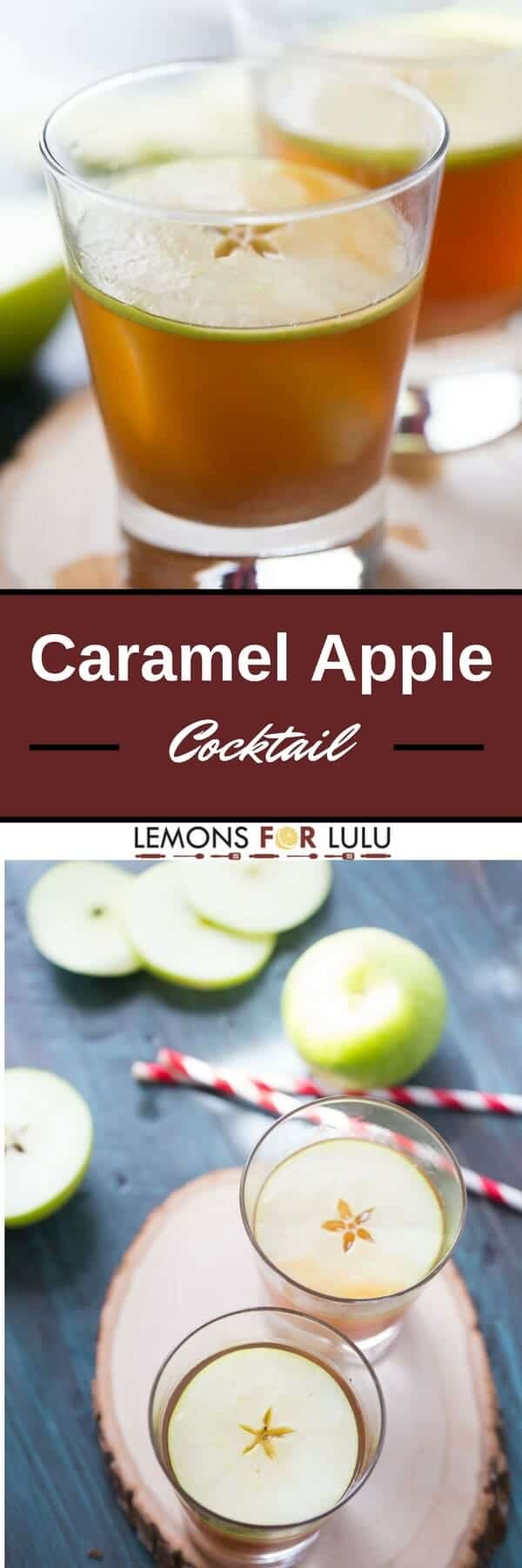 Caramel apple cocktail is the adult version of the classic fall treat! Crisp rum, apple and caramel liqueurs make this the perfect beverage for fall!