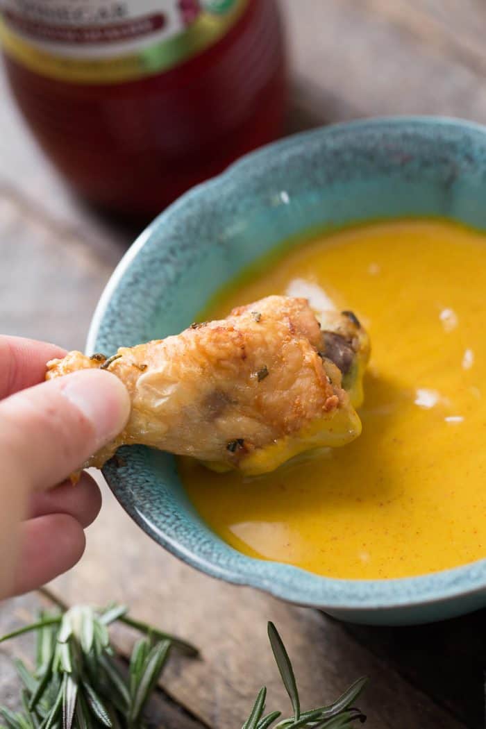 Carolina style mustard bbq sauce is perfect paired with crispy baked chicken wings!