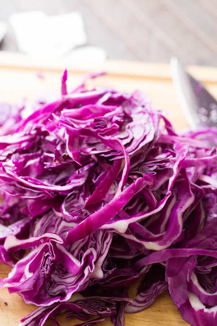 Red cabbage ready to be cooked