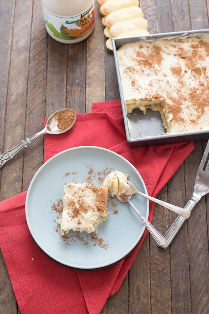 Tiramisu is loved by many! This tiramisu recipe is filled with spiced rum and maple syrup!