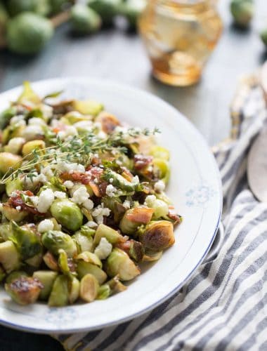 Sauteed Brussels sprouts are stirred together with fig jam. This side dish is a flavor packed treat!