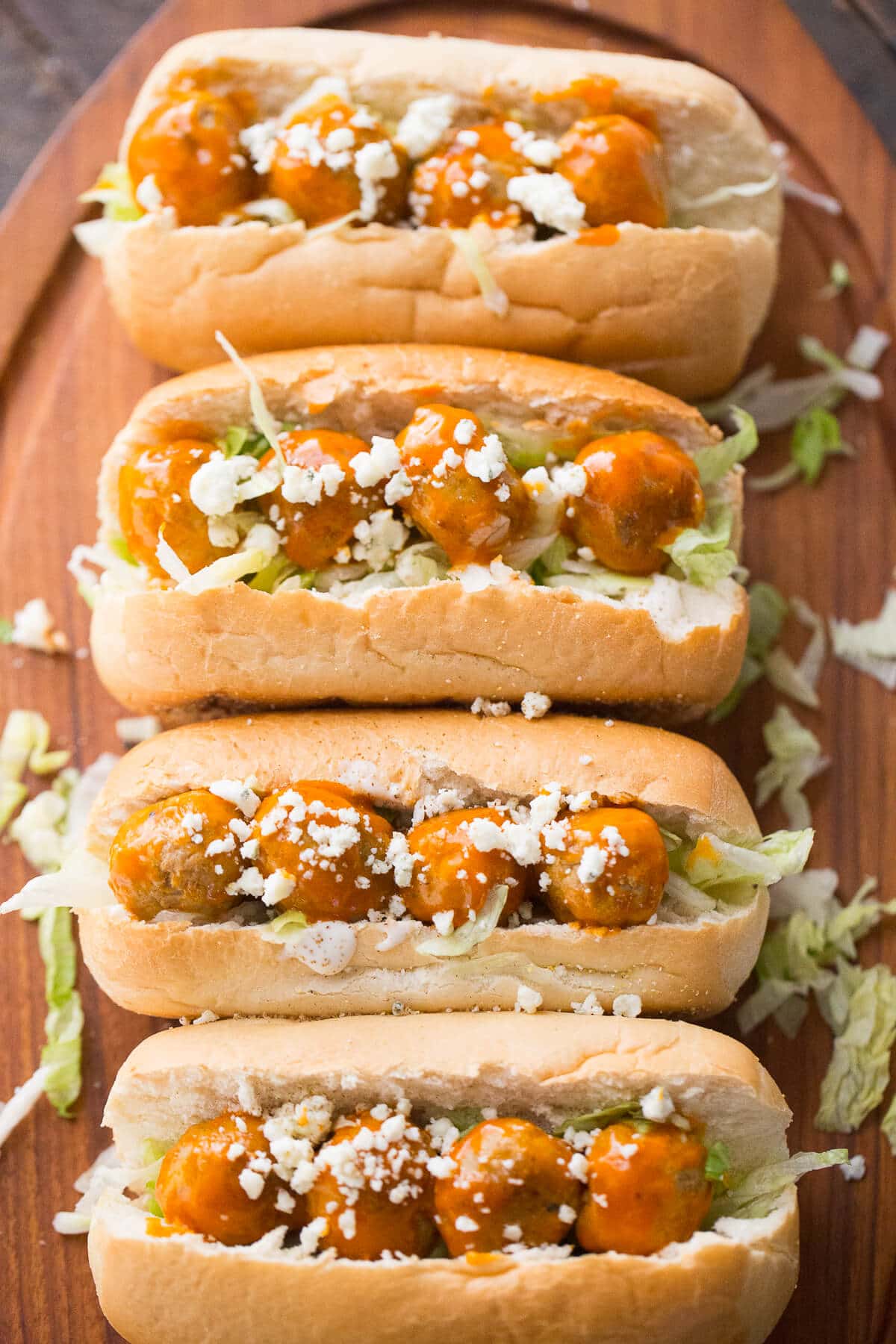 Buffalo Ranch flavored meatballs steal the show in this easy meatball sub recipe!