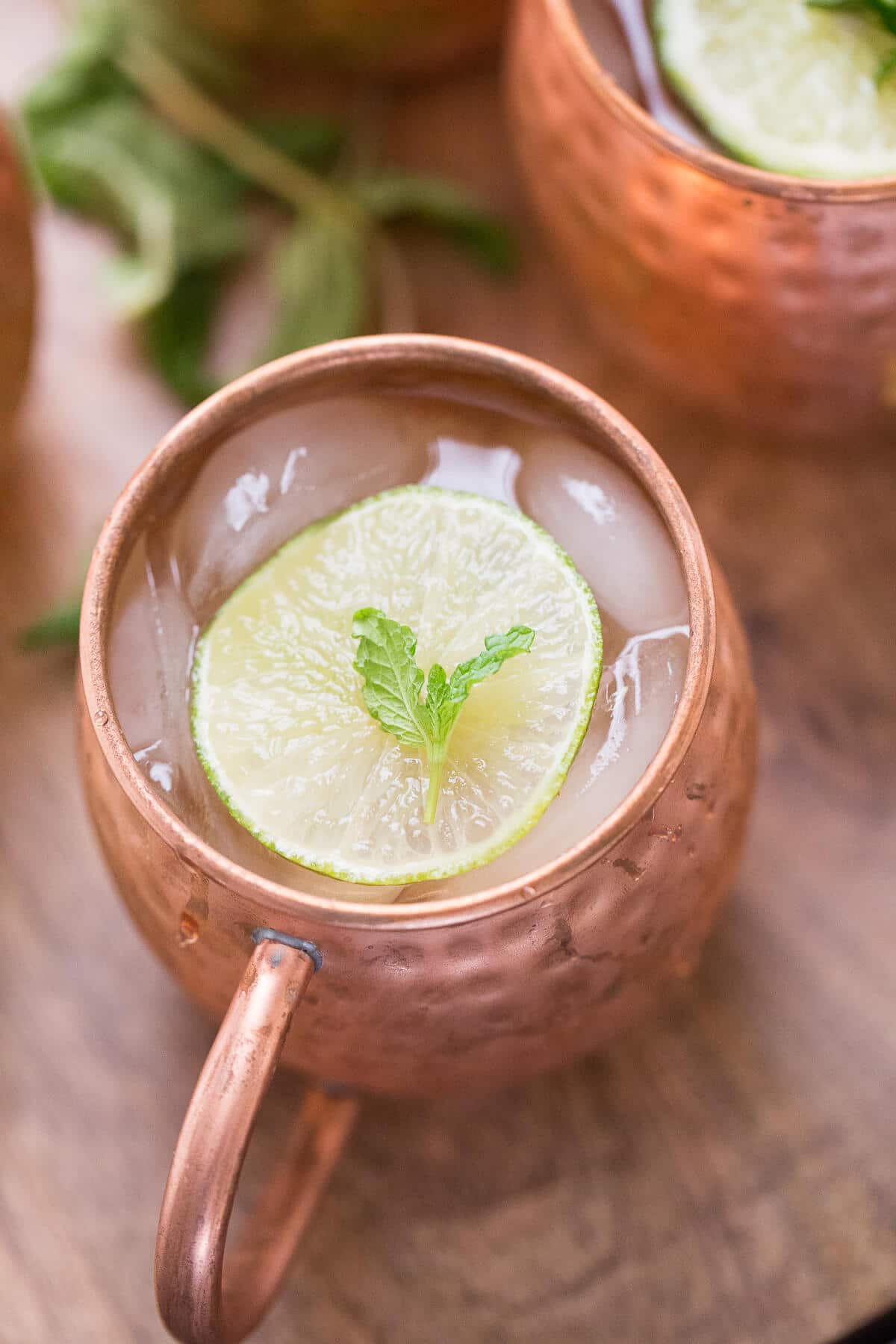 Moscow mule with mint syrup and champagne makes the best champagne cocktail!