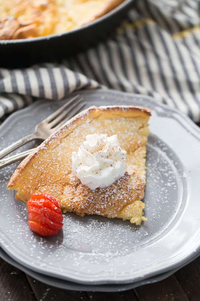 This Dutch baby pancake is simple to prepare yet remains impressive! Everyone will love this light, fluffy pancake!