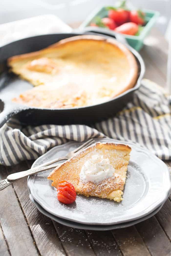 Love pancakes? It doesn't get any easier than this eggnog Dutch baby pancake!