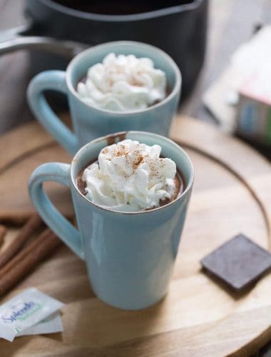 This Mexican hot chocolate is a creamy blend of spicy sweet flavors! It will warm you up in the best way!