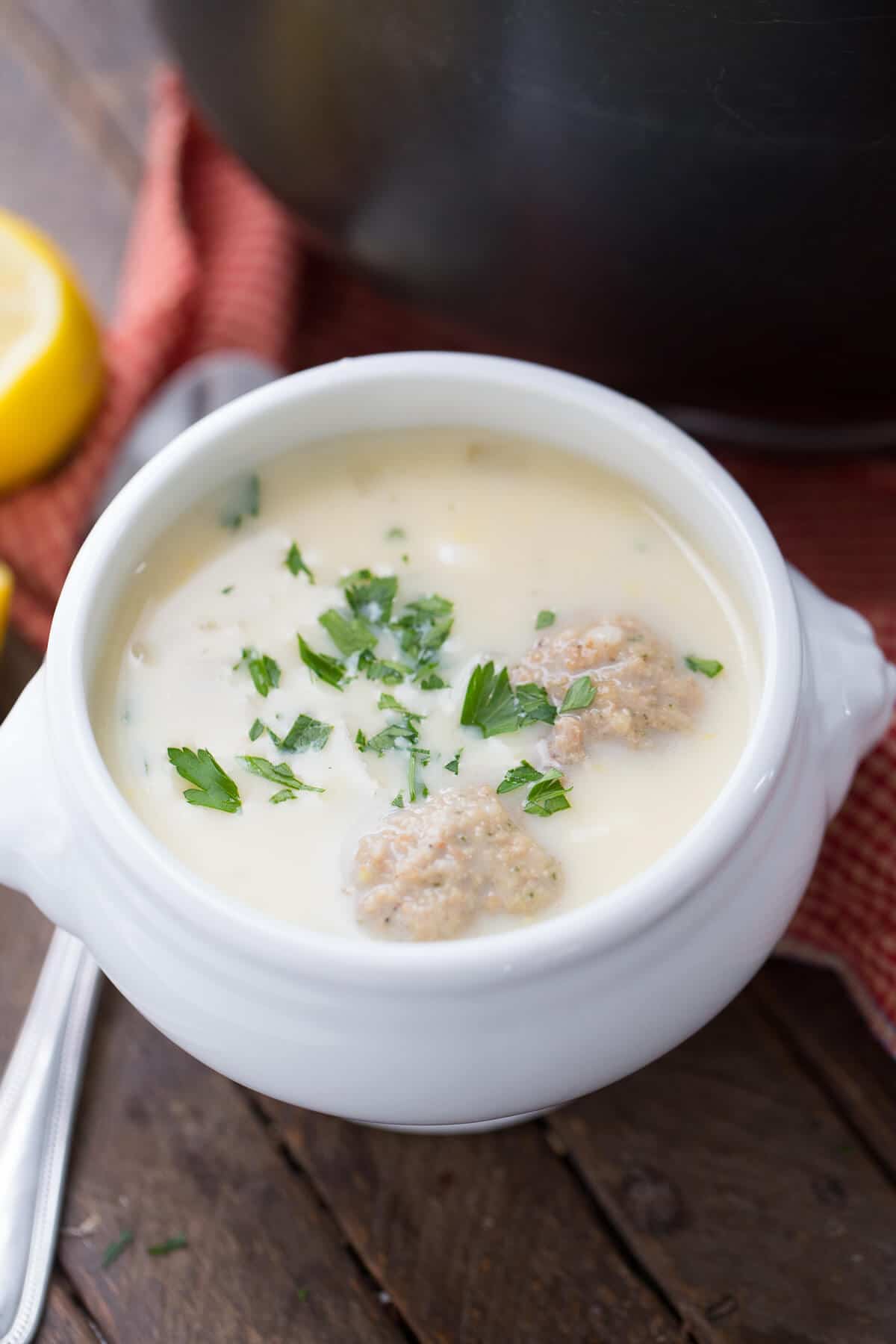 Avgolemono is a Greek lemon soup that is the simplest soup you'll ever make. It's so simple yet so satisfying!