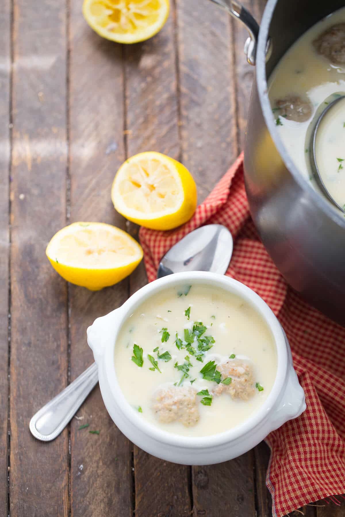 This Greek avgolemono soup is comfort food at it's best. Only a few ingredients are necessary to prepare this satisfying soup!