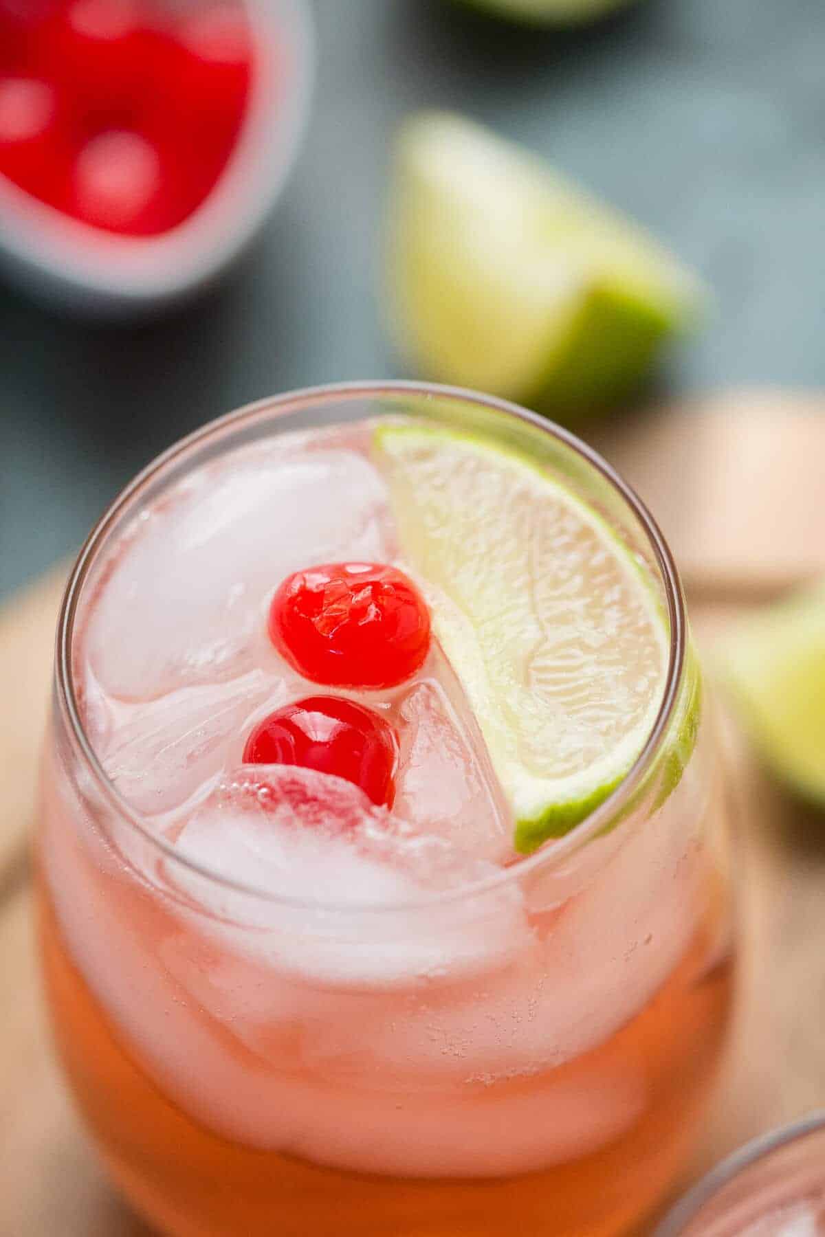 This cherry sour cocktail is sweet and bubbly, it's a fun cocktail for any occasion!