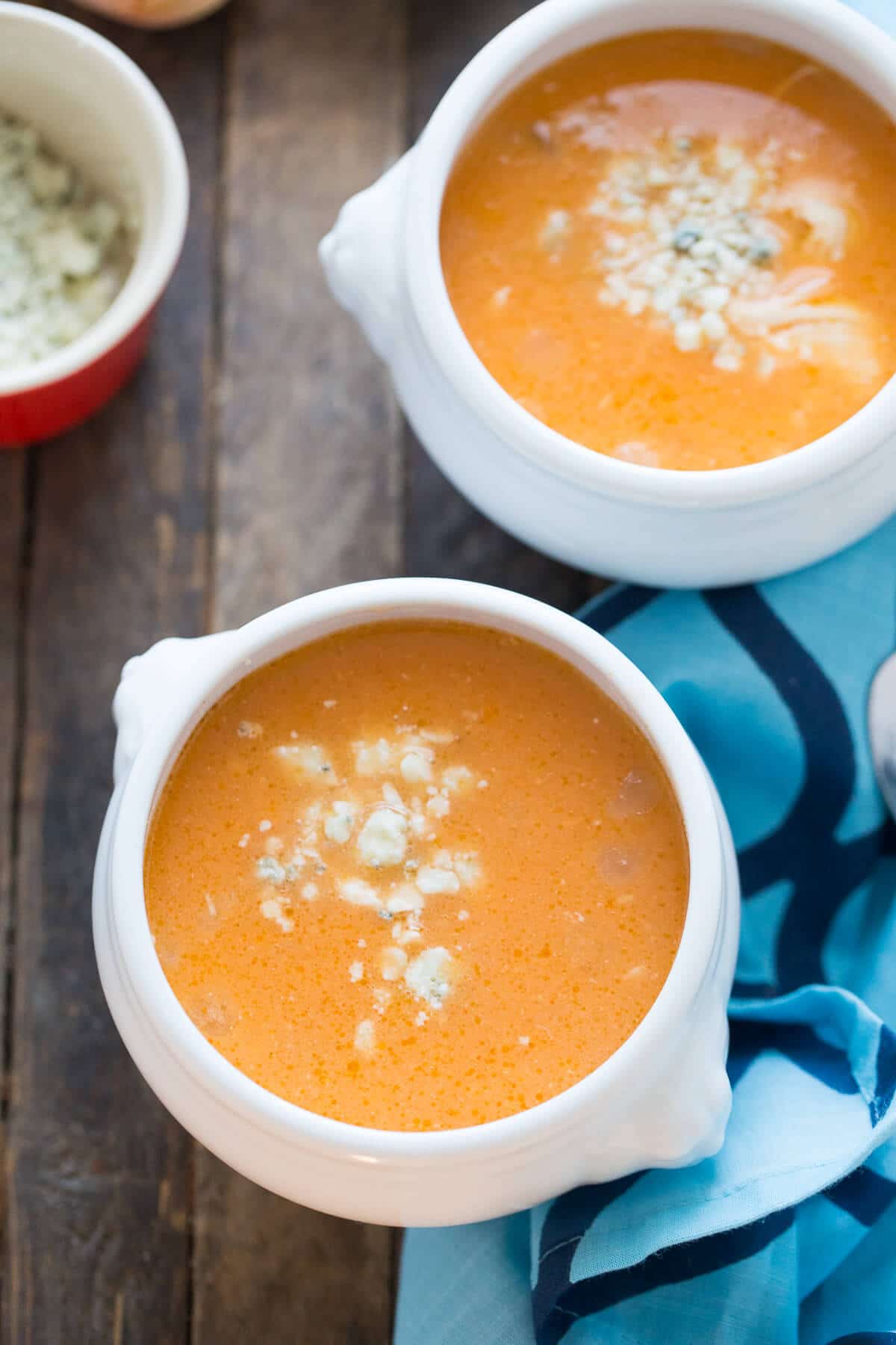This Buffalo chicken soup is just what you need on a cold day! That little bit of heat will warm you up!