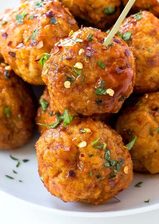 Slow Cooker Firecracker Chicken Meatballs