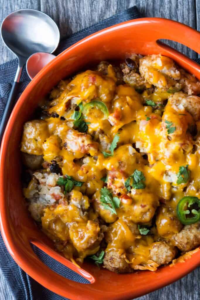 Slow Cooker Tater Tot Casserole game day recipes
