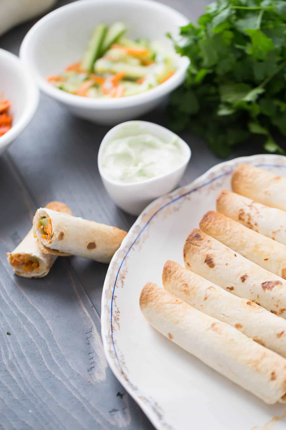 These Bahn Mi Taquitos are so good! The salmon and the veggies make them irresistable!