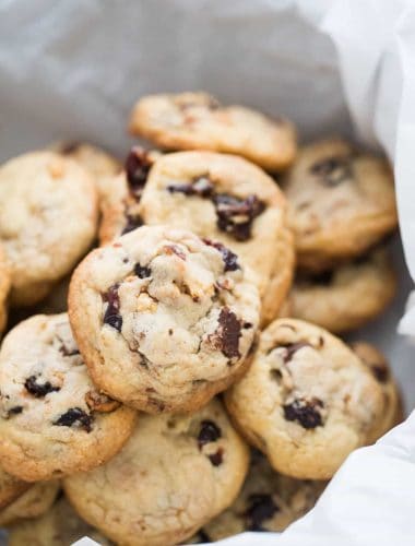 Cherry chip cookies that feature boozy cherries are sure to be a hit!