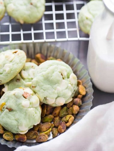 Pudding cookies made with pistachio pudding turn out soft and tender every time!