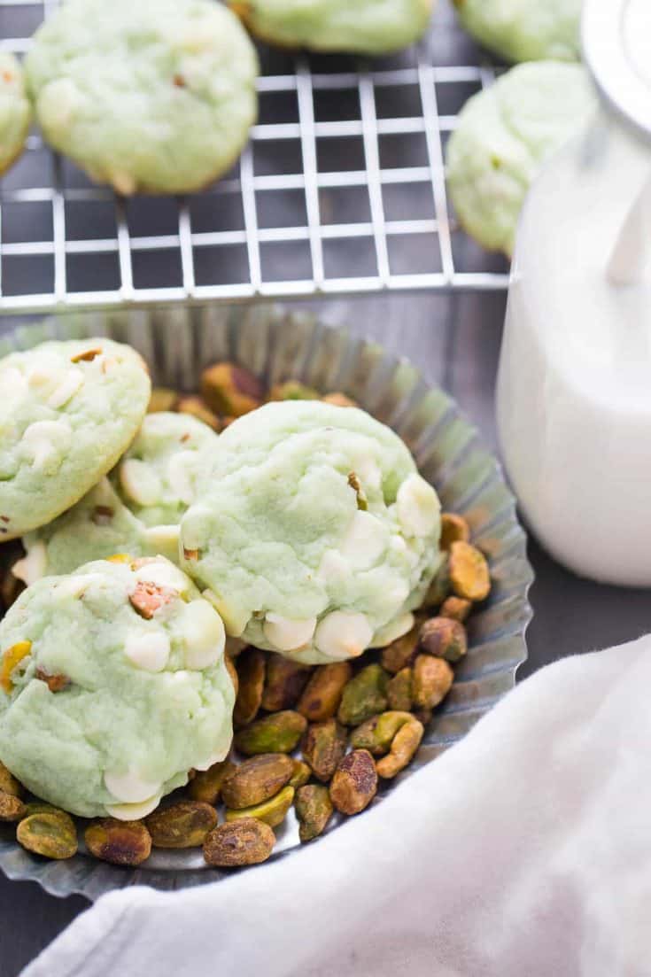 Pudding cookies made with pistachio pudding turn out soft and tender every time!