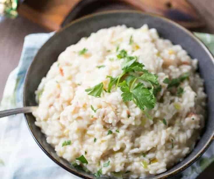 Bacon risotto is a game changer! Salty bacon and sharp white cheddar cheese work together to make something glorious!