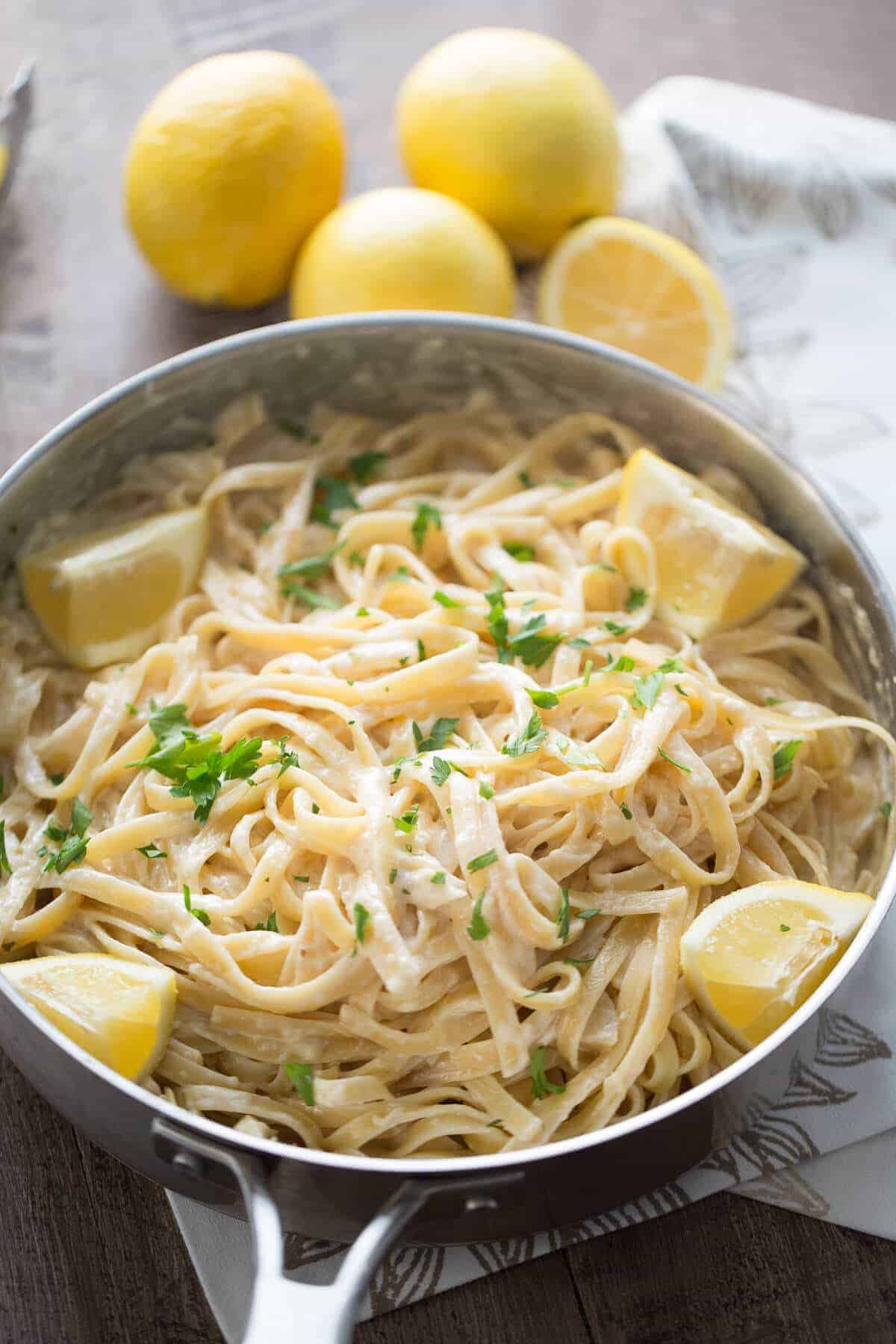 This easy fettuccine Alfredo is so simple but so good! The sauce is fresh, bright and so smooth!