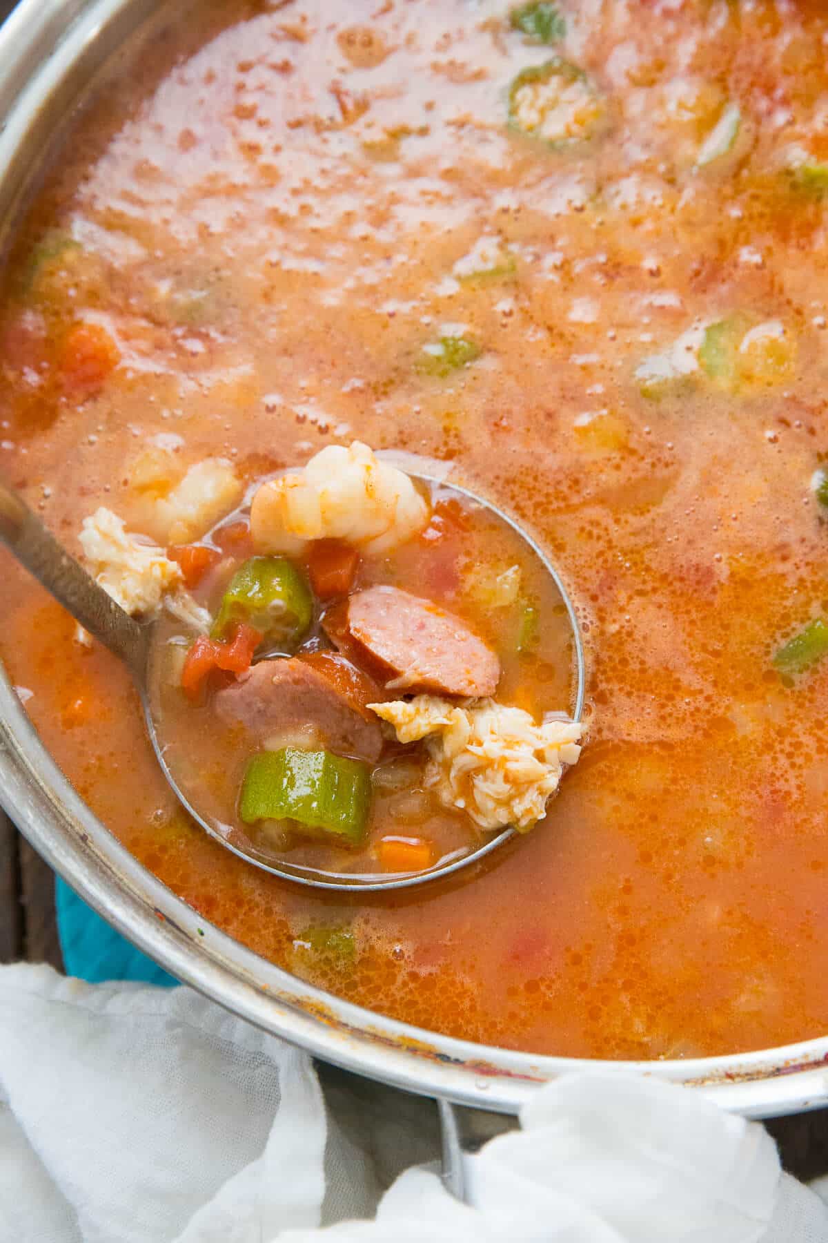 This easy gumbo recipe is a real brown please! Fill it with all your favorite ingredients!