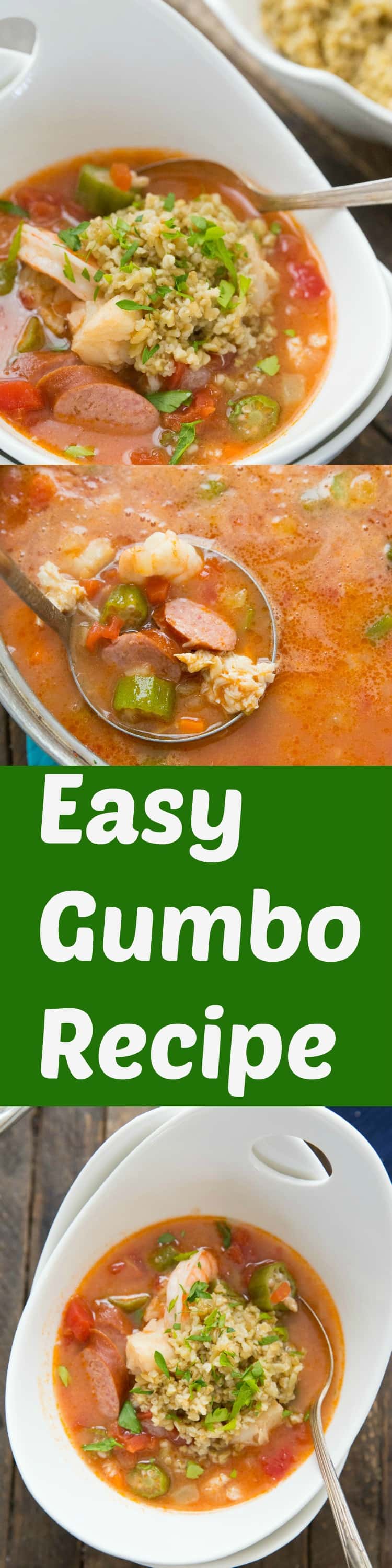 An easy gumbo recipe that is sure to please a crowd! This recipe is filled with veggies and seafood! It is hearty and delicious!