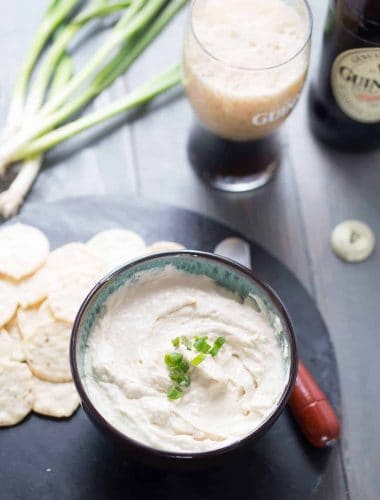 Guinness cheese dip that is a full-bodied flavor! The Guinness makes this dip rich and delicious!