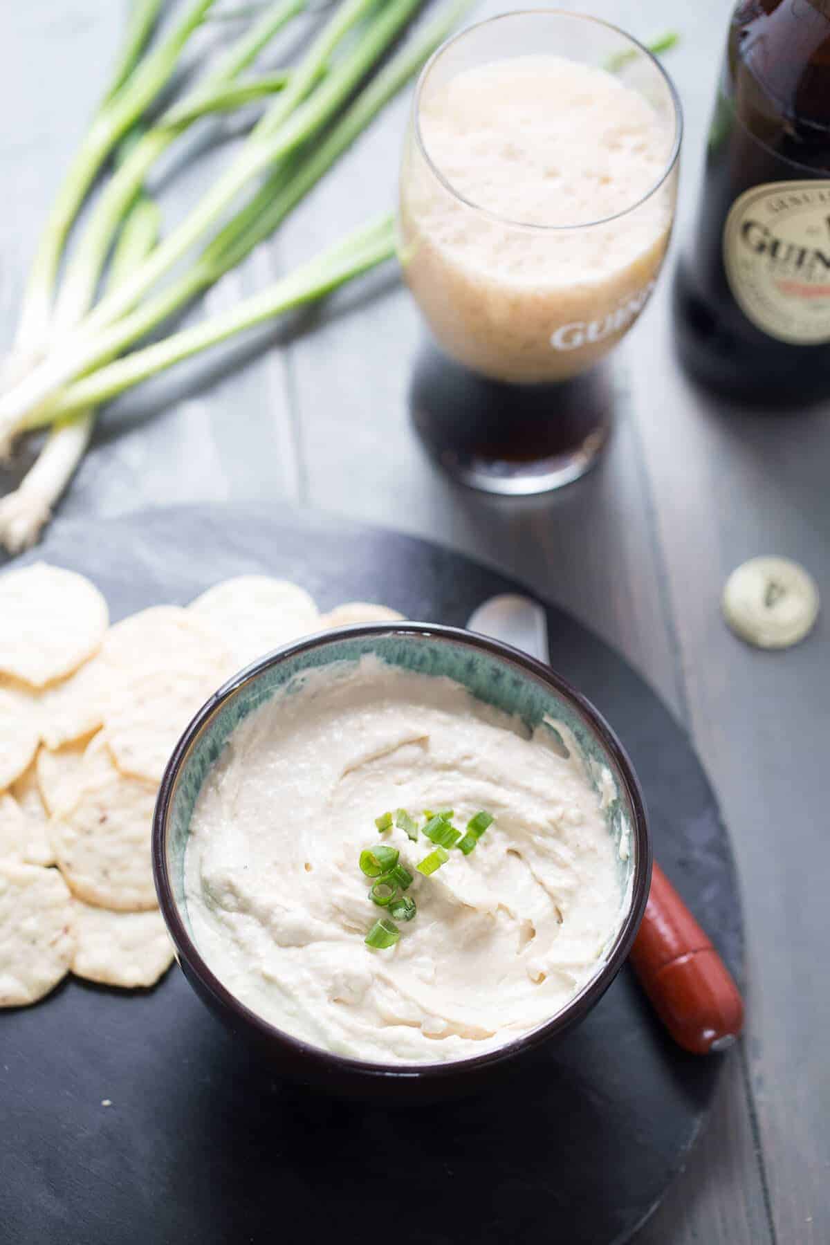 Guinness cheese dip that is a full-bodied flavor! The Guinness makes this dip rich and delicious!