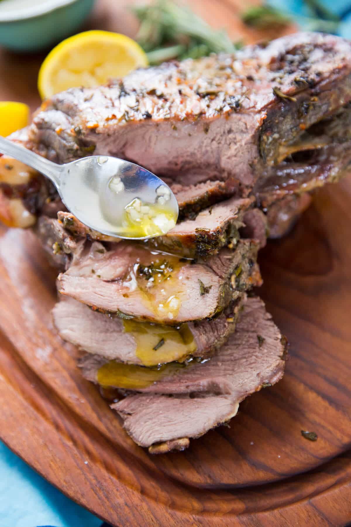 This lamb roast must served with lemon and olive oil for true Greek flavor! This roast is melt-in-your-mouth tender!