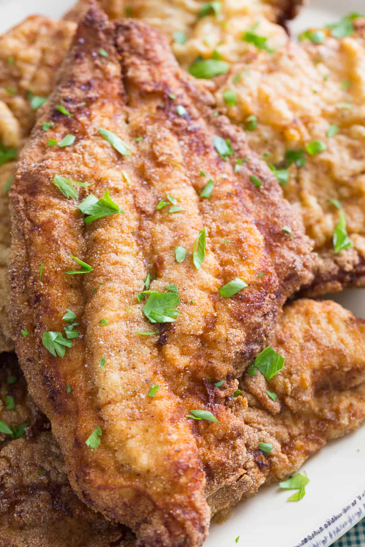 This is fried catfish at it's best! It is crisp on the outside and flaky on the inside, just as it should be!