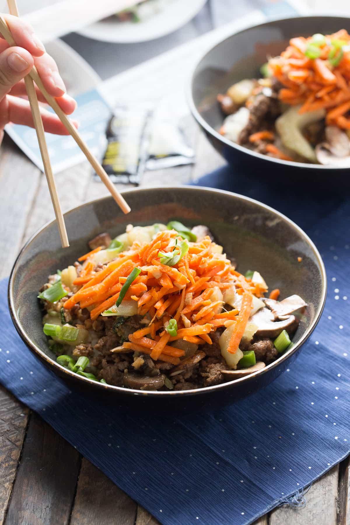 These beef bowls are made simply with Kroger new Prep and Pared meal kits!