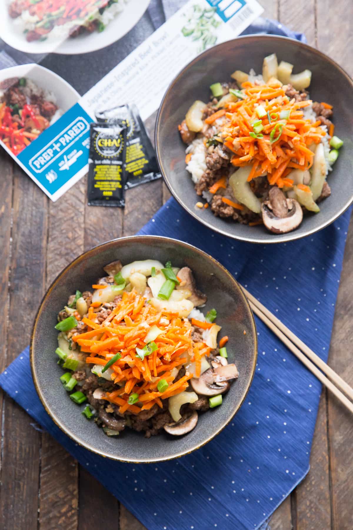 Thees easy beef bowls are the perfect date night meal! Prep and Pared meal kits make it so simple!