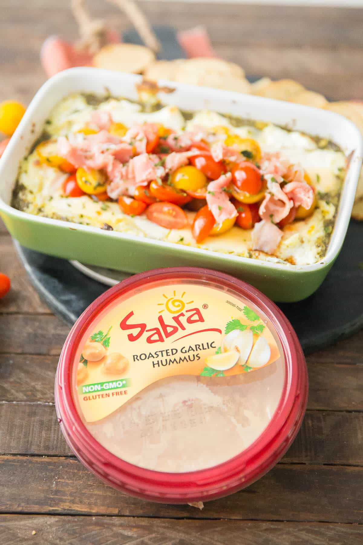 This baked goat cheese dip is so satisfying it's almost a meal! Three layers make this warm dip so delicious!