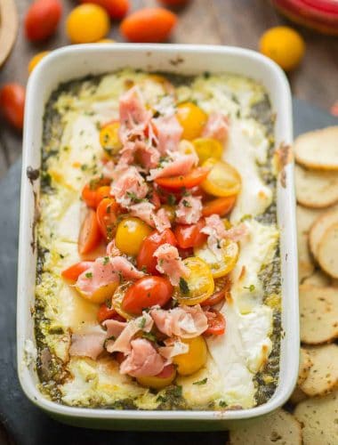 This baked goat cheese dip has three layers of goodness! The only downfall is once you start, you won't be able to stop!