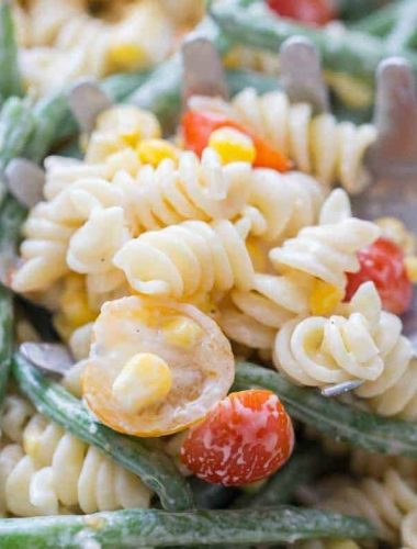 This vegetable pasta salad is tough to beat when it comes to side dishes! It's fresh and simple!