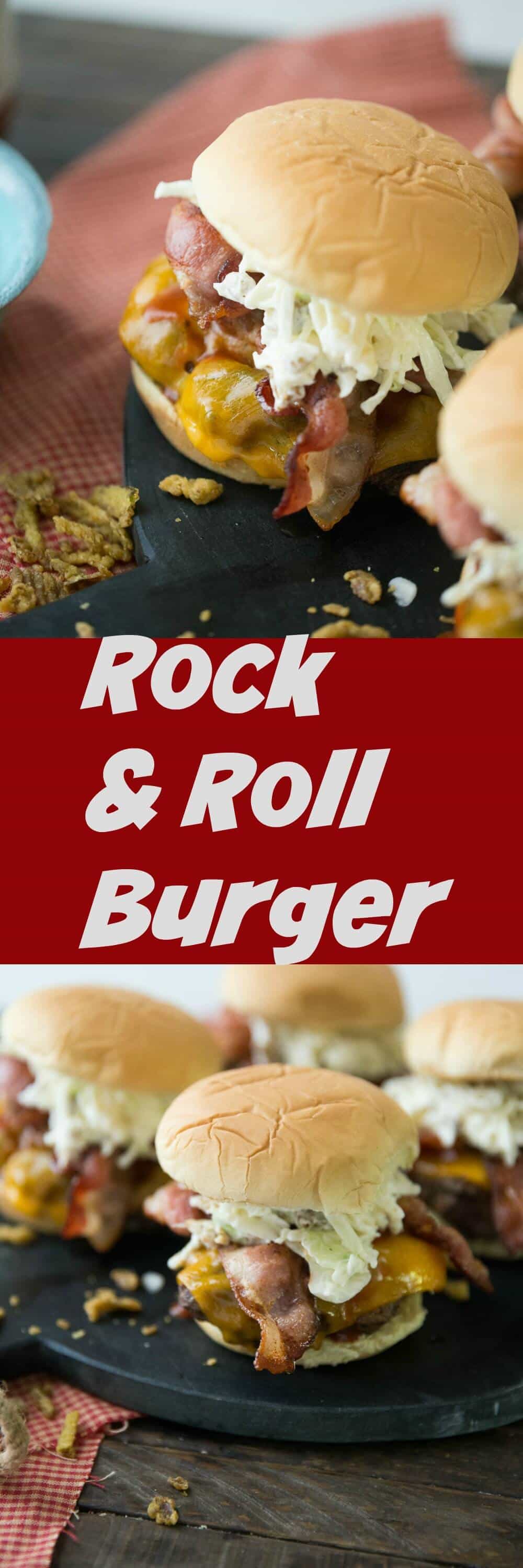 This rock and roll burger is a little classic and a little crazy, which fits the description! This burger is going to knock your sock off!