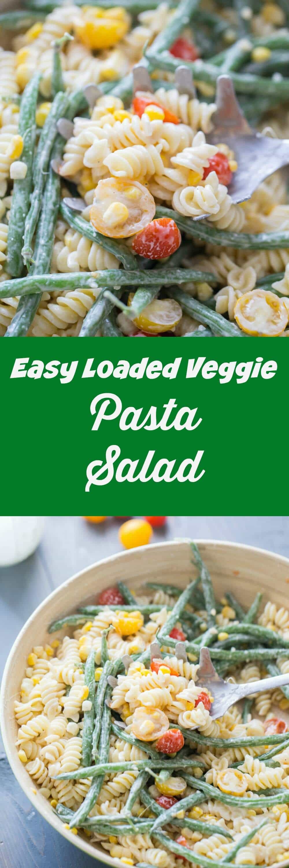 Your summer menu must include this easy vegetable pasta salad! Serve it with anything on the BBQ for the perfect summer meal!