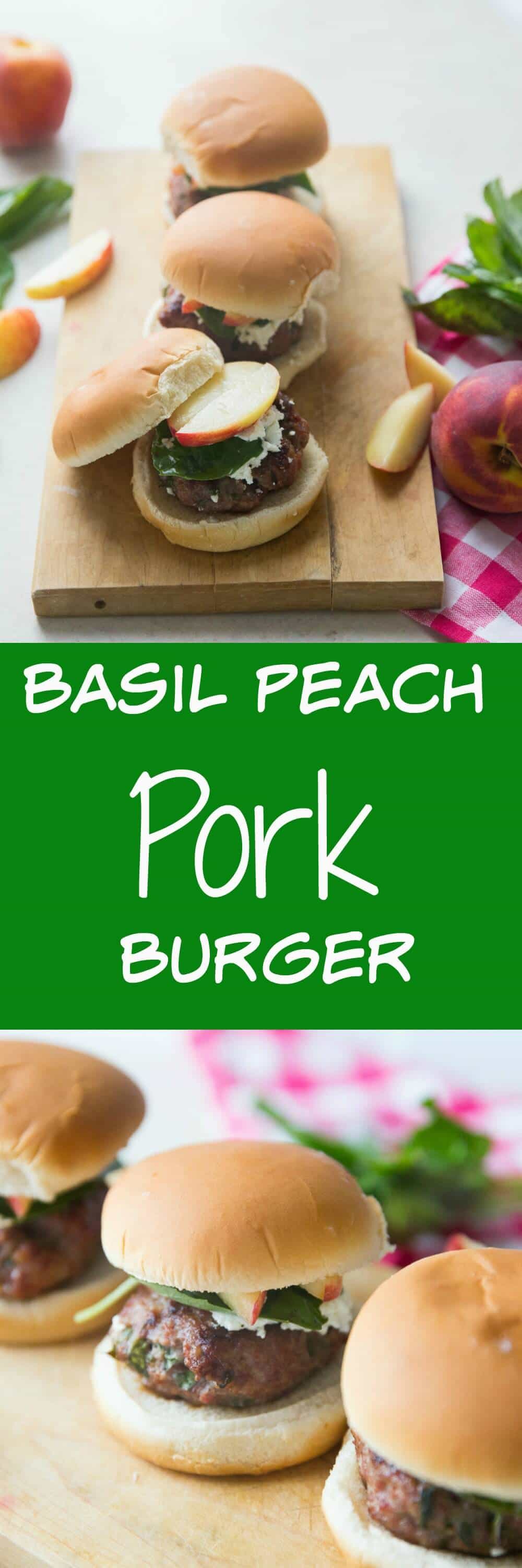 You have to try this pork burger recipe for your next cookout! Pork makes a super juicy burger and it tastes amazing with sweet peaches and tangy goat cheese!