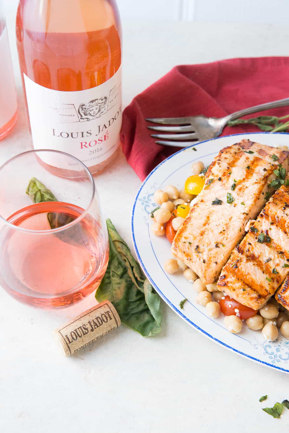 This easy grilled salmon recipe has a little Mediterranean flavor! The chickpea salsa is good all on it's own!