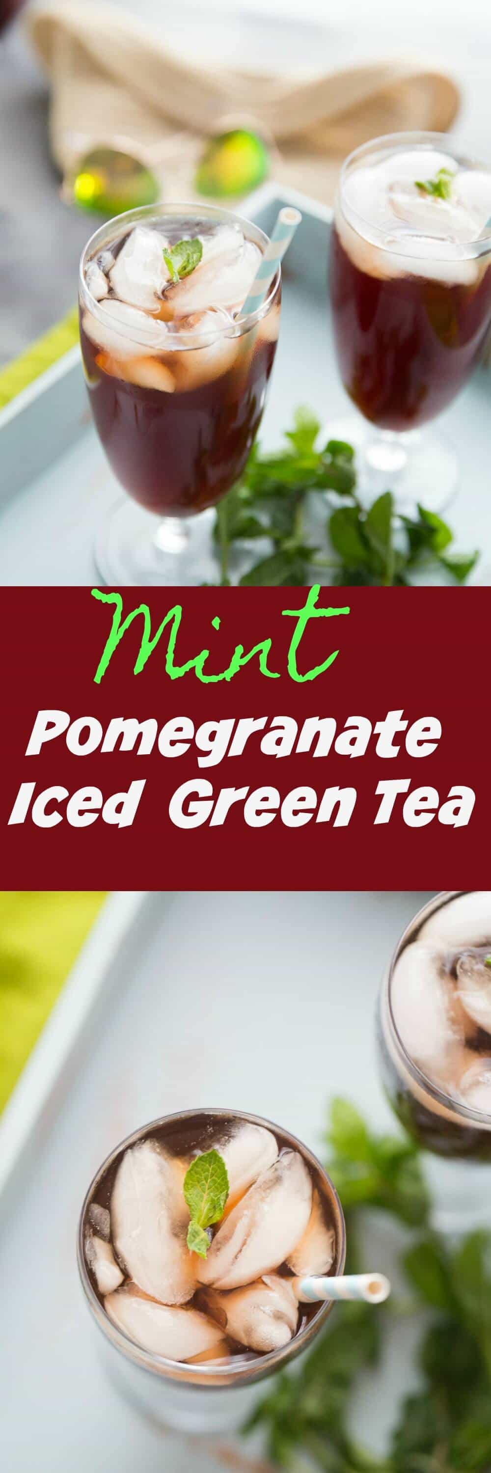 This pomegranate iced tea is the perfect midday pick me up! It is tart, slightly sweet and absolutely refreshing!
