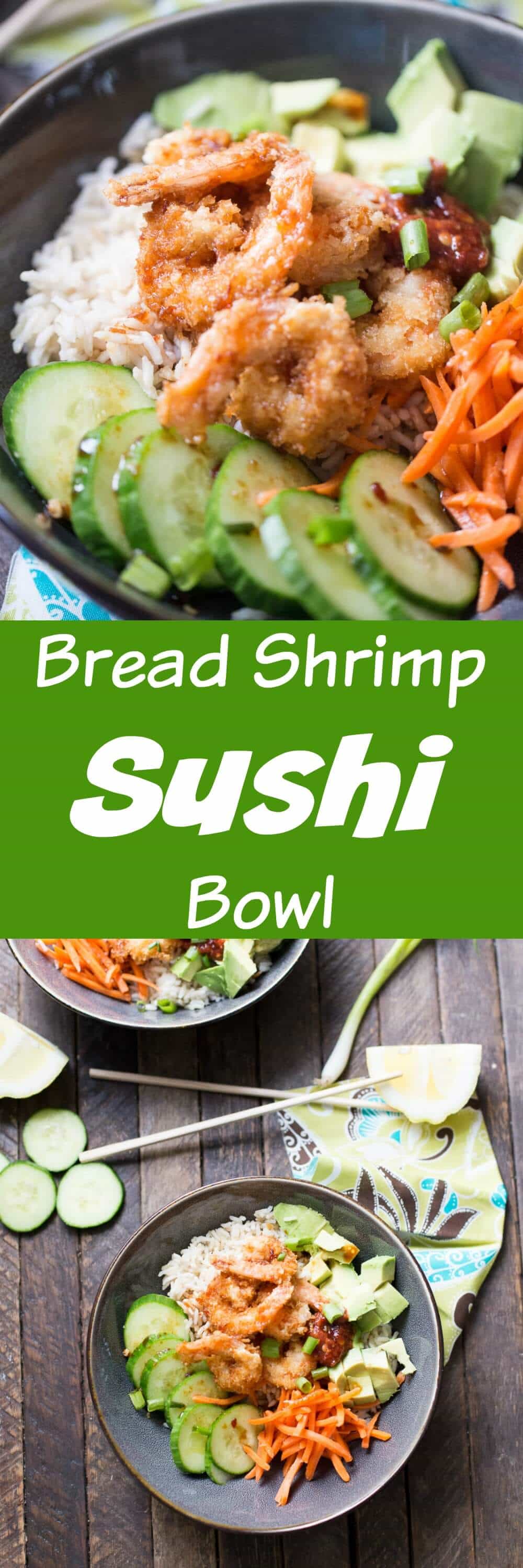 Want sushi but don’t want to go out to get it? Cook up some breaded shrimp and make a sushi bowl at home! This bowl has the flavors of sushi, but it easy, filling and you can make it at home!