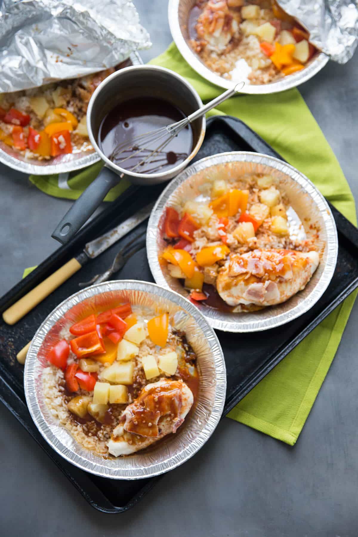 This pineapple chicken is a one pot meal that is cooked right on the grill! So easy and so good!