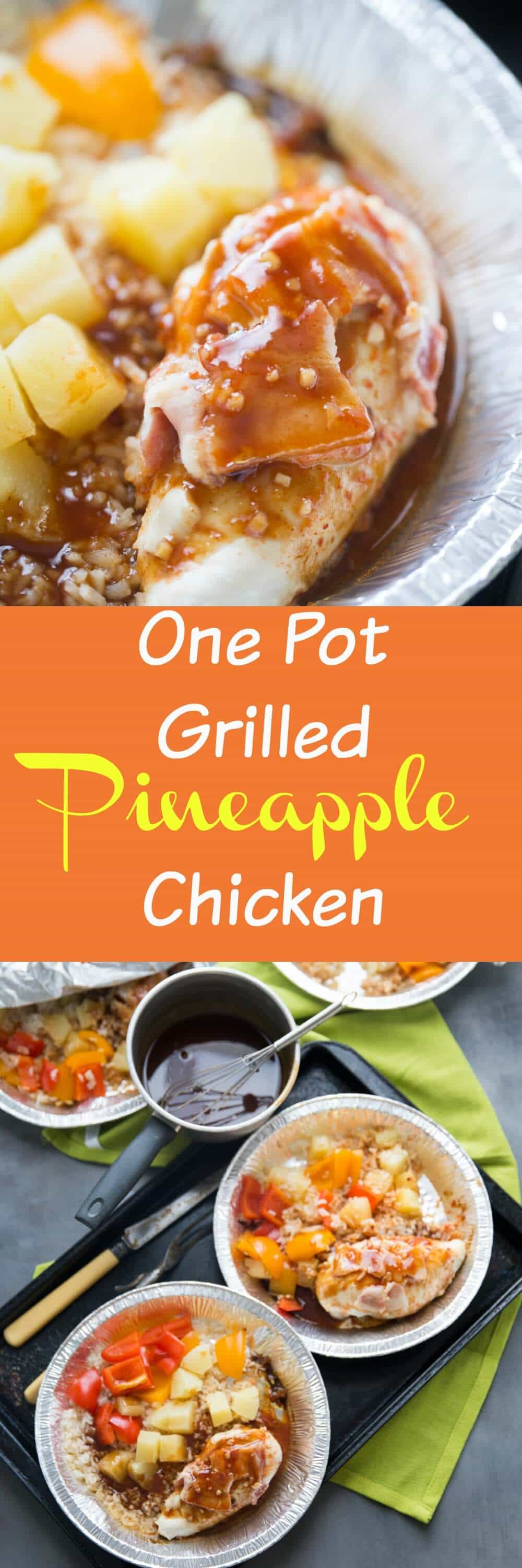 This pineapple chicken is tossed with rice, peppers and bacon and cooked right on the grill. Dinner can really be this easy and this GOOD!