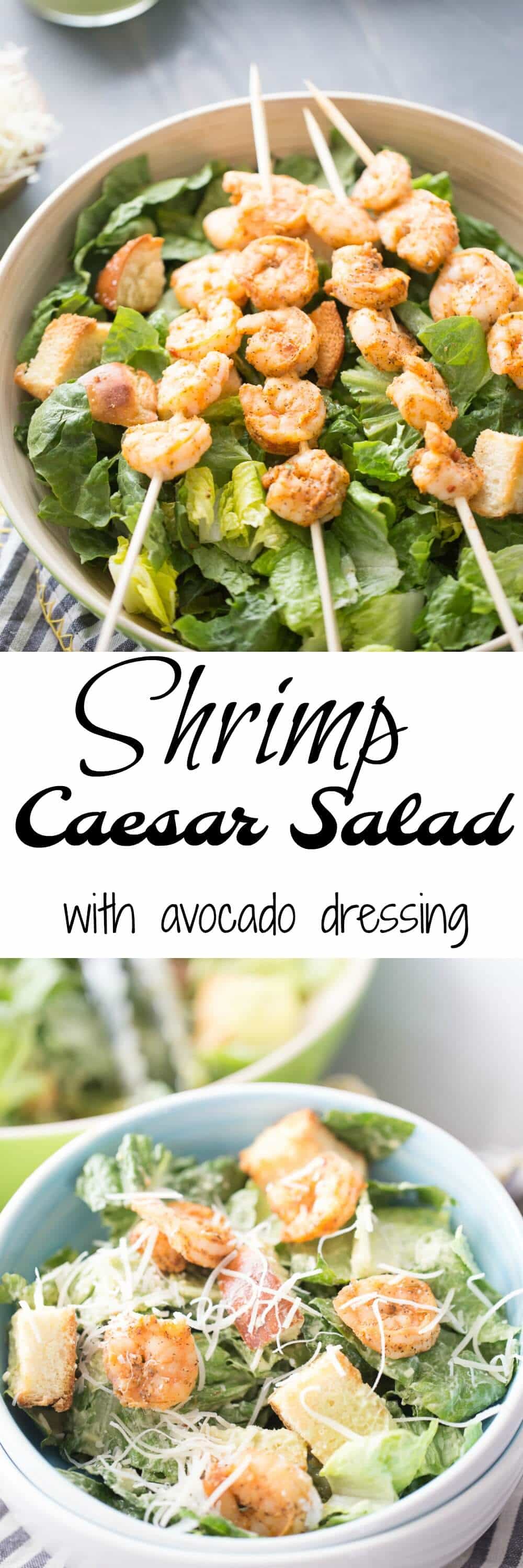 Shrimp Caesar Salad with Avocado Dressing - LemonsforLulu.com
