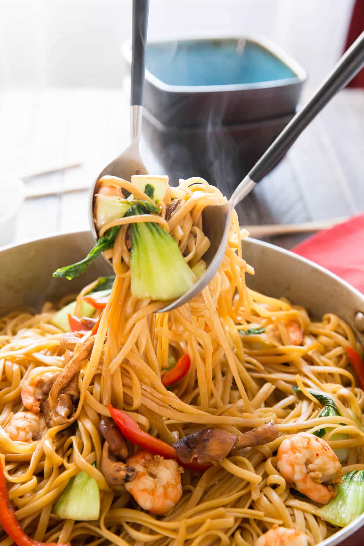 Shrimp Lo Mein is a dish that combines ease and flavor! Saucy noodles, vegetables, and shrimp make take out a thing of the past!