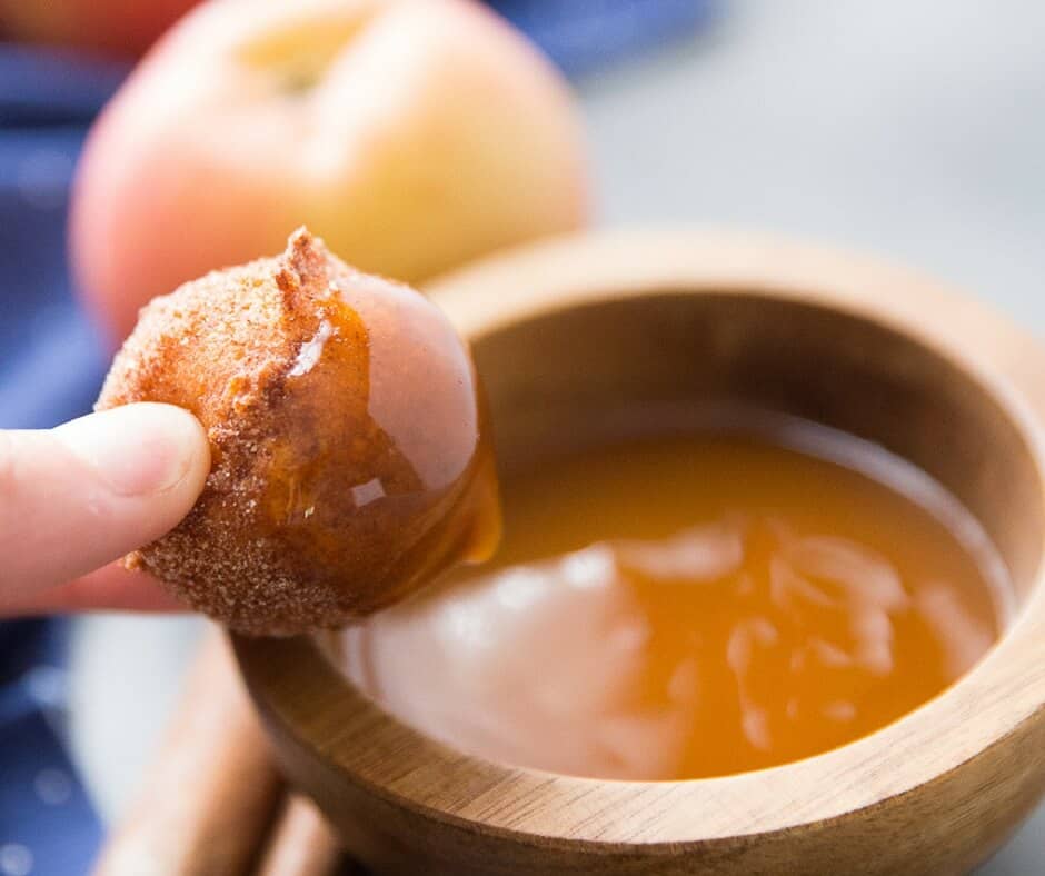 These little ricotta donuts have loads of apple spice flavor.  Grab them while they are hot and dip them in caramel sauce!