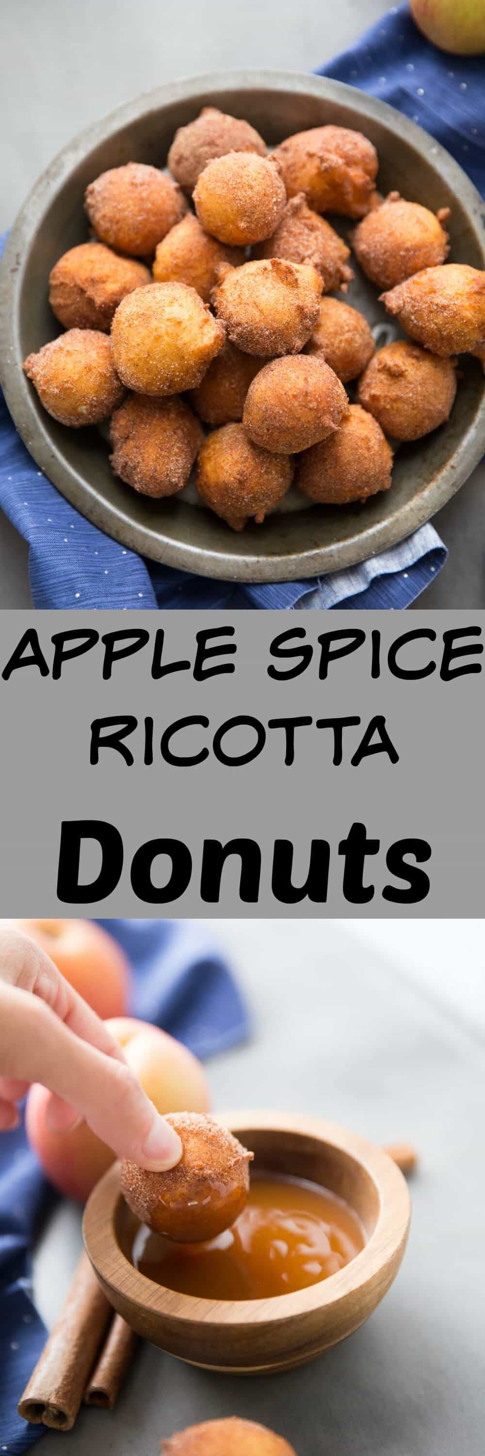 These little ricotta donuts have loads of apple spice flavor.  Grab them while they are hot and dip them in caramel sauce!